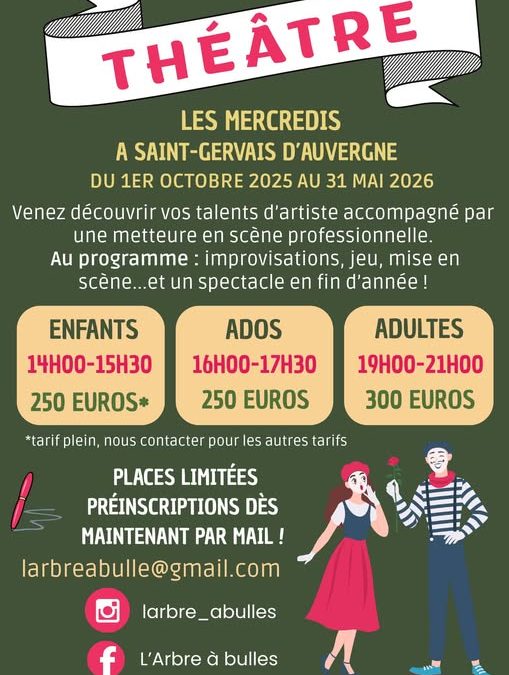Nouveau : cours de théâtre à Saint-Gervais!