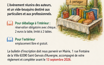 Le bulletin d’inscription est disponible dès maintenant pour le vide bouquins