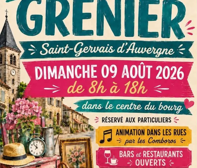 Vide grenier dimanche 9 Août dans le bourg