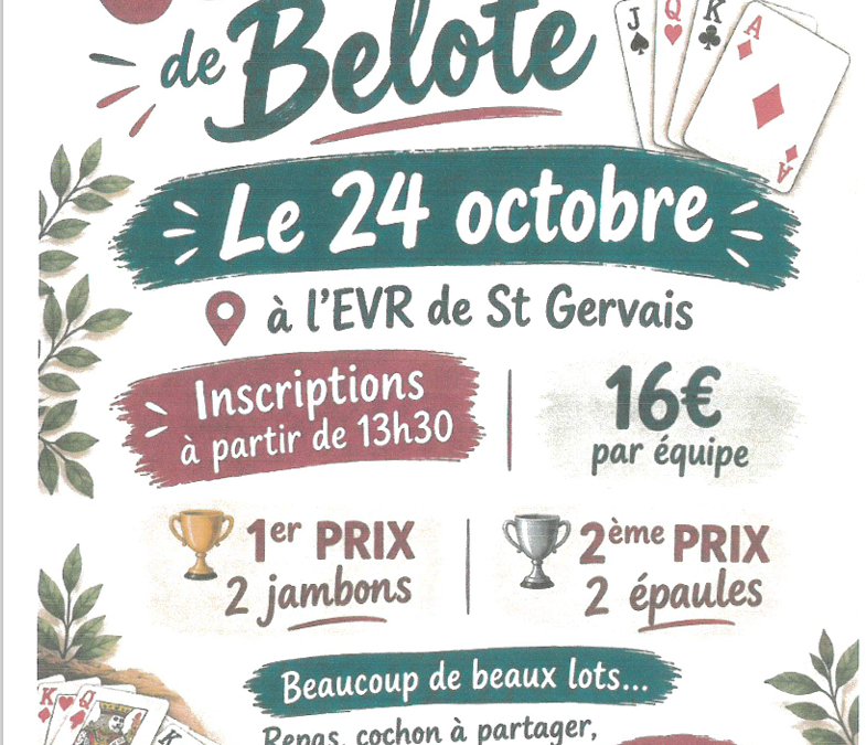 Concours de Belote Samedi 24 octobre