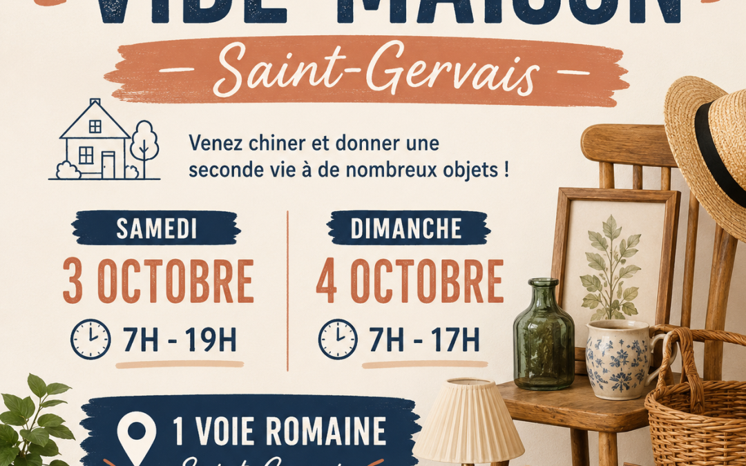 Vide-maison le samedi 3 et dimanche 4 octobre